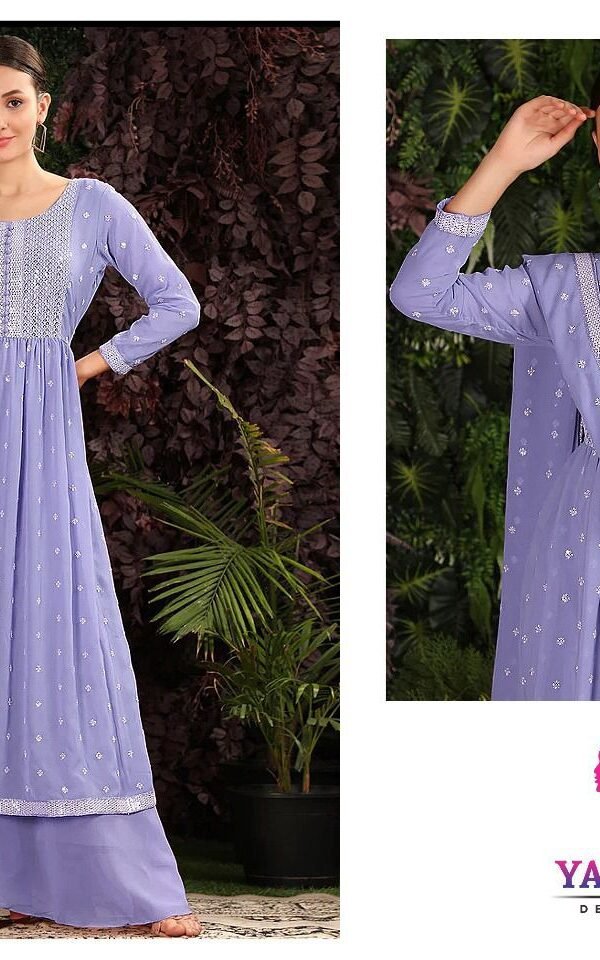 Violet Colour Georgette With Sequence Embroidery Work Suits