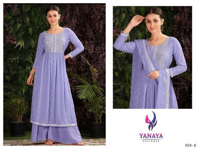 Violet Colour Georgette With Sequence Embroidery Work Suits