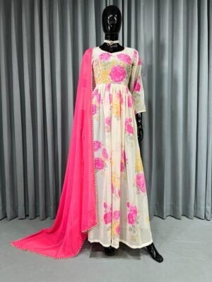 White Colour Fox Gorgette Dresses