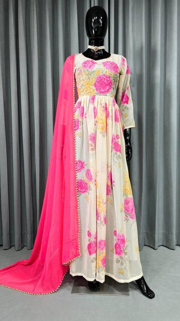 White Colour Fox Gorgette Dresses
