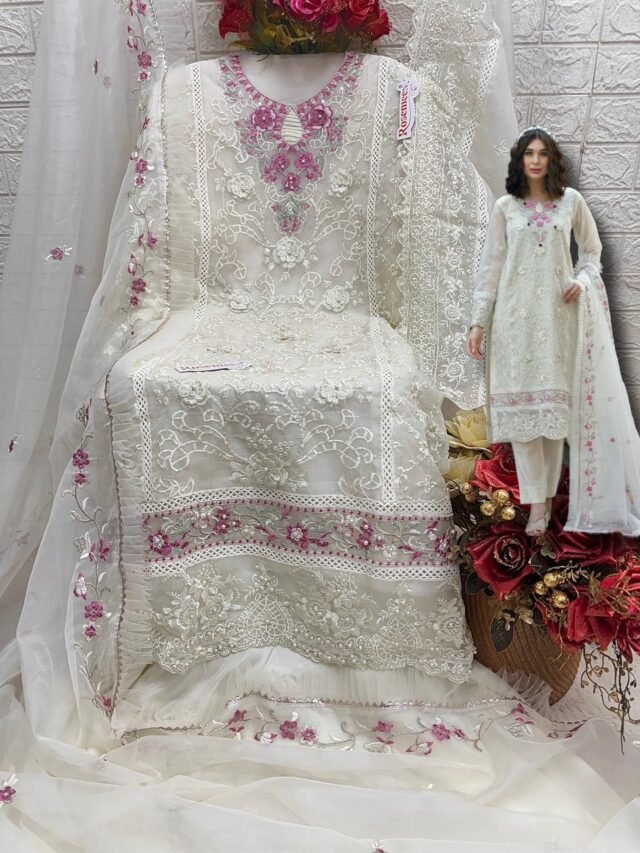 White Colour ORGANZA EMBROIDERED Suits