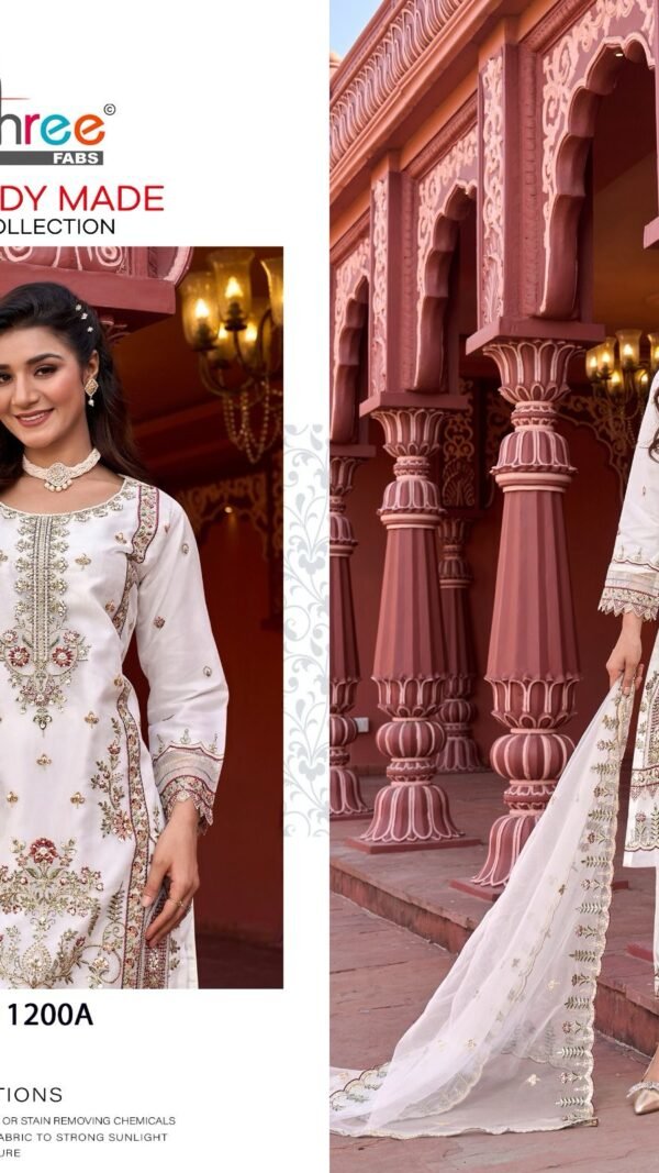 White Colour top organza embrodairy Suits
