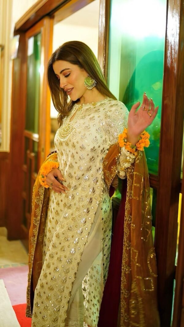 White Yellow Colour FAUX GEORGETTE Suit