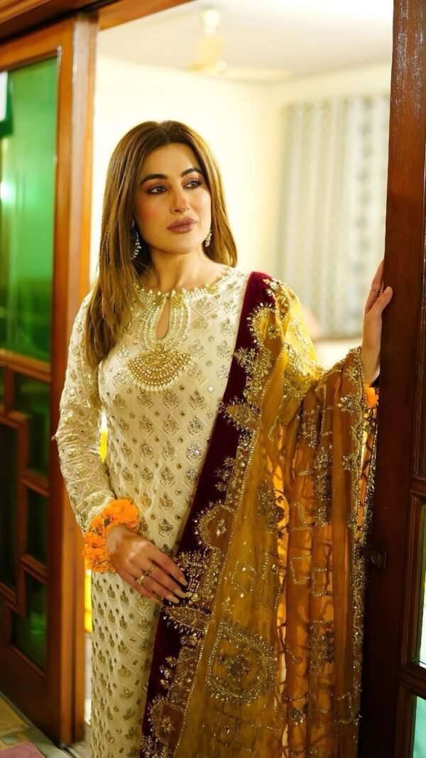 White Yellow Colour FAUX GEORGETTE Suit