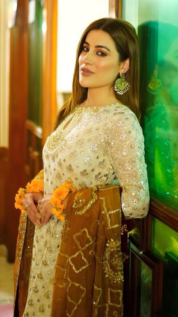 White Yellow Colour FAUX GEORGETTE Suit