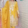 Yellow Colour Pure Chinnon Silk With Heavy Embroidery Suit