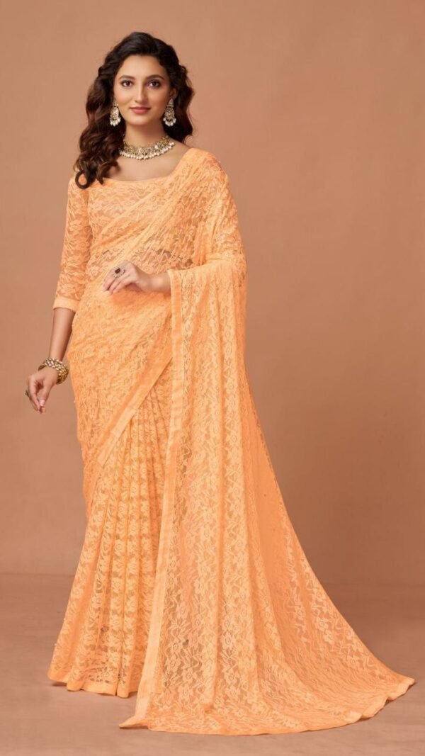 Yellow Colour SOFT NET SAREE