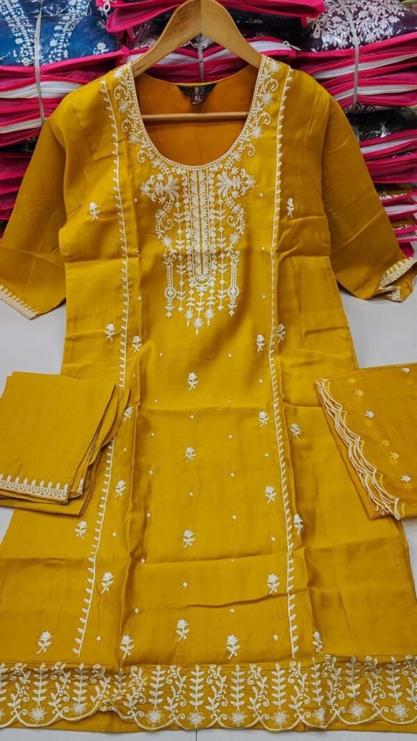 Yellow Colour Viscos Roman Silk Dresses