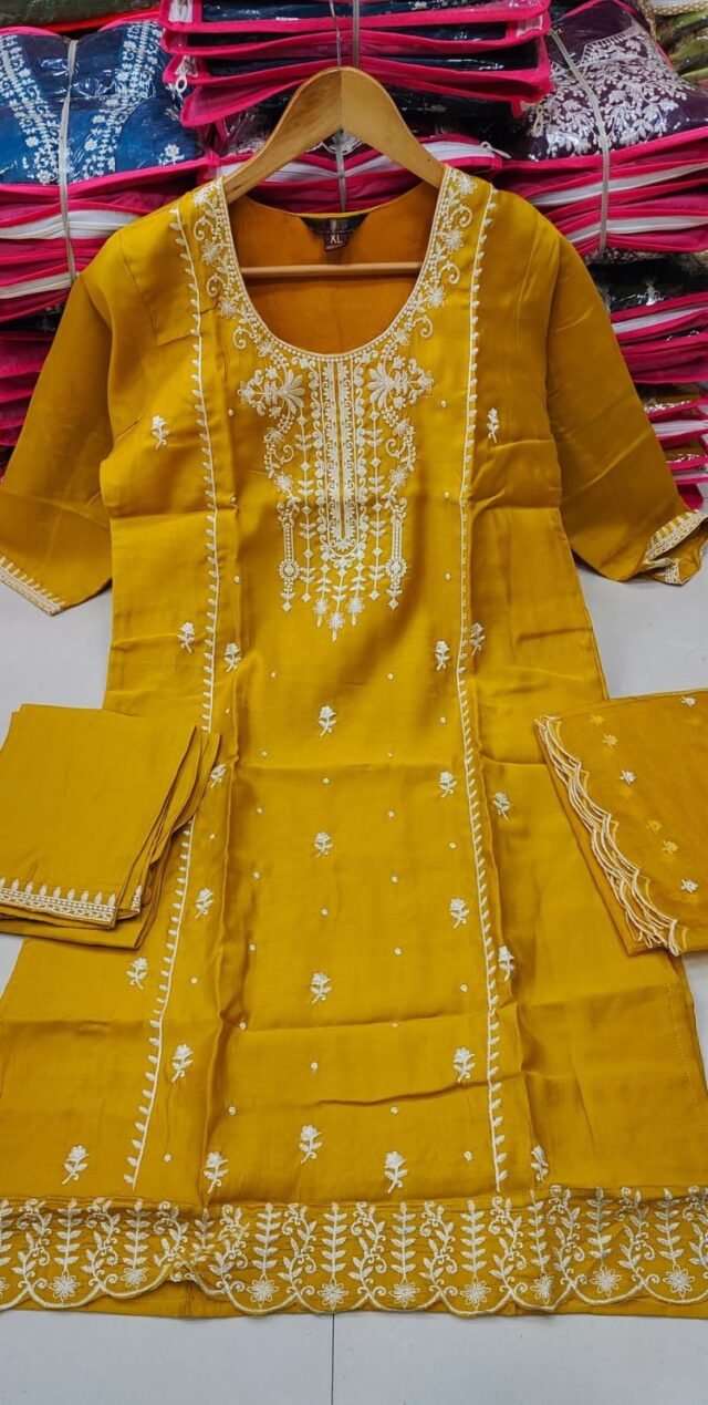 Yellow Colour Viscos Roman Silk Dresses