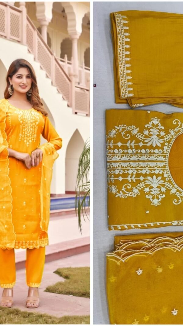 Yellow Colour Viscos Roman Silk Dresses