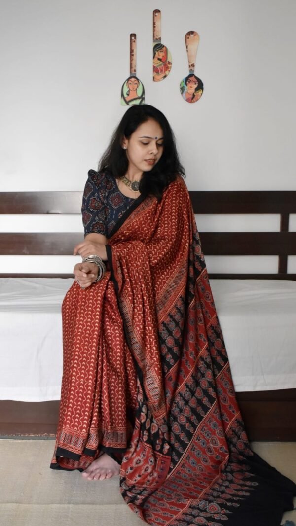 Ajrakh Tapestry Saree
