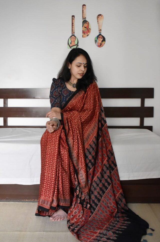Ajrakh Tapestry Saree