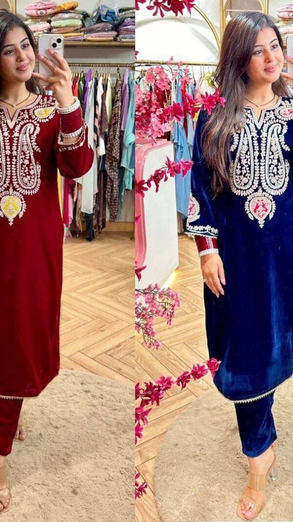 Brown Colour HEAVY VELVET WITH EMBROIDERY WORK Suit