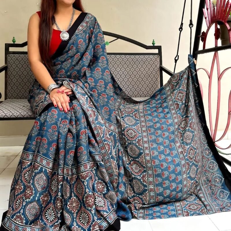 Beautiful Designer Summer Digital Ajrakh Print Air Silk Saree main image 1