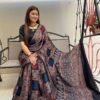 Digital Draped Muslin Ajrakh Saree