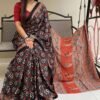 Digital Whisper Ajrakh Muslin Saree