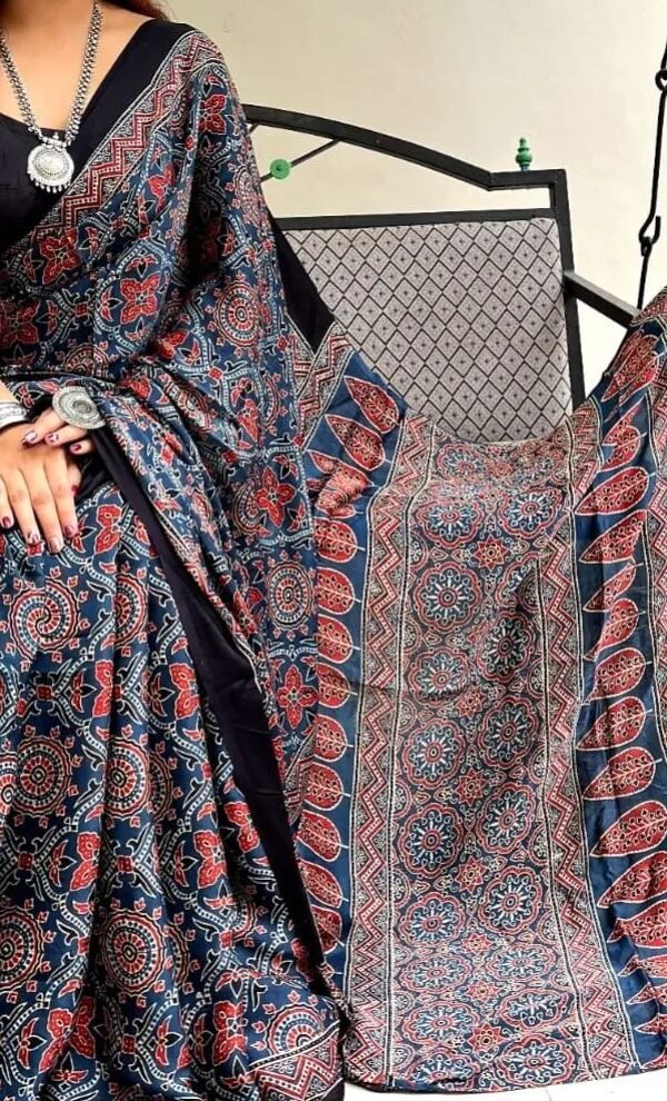 Muslin Marvel Ajrakh Print Saree