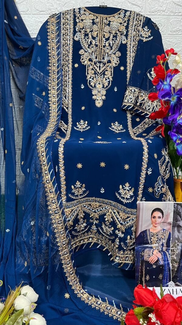 Blue color Pakistani Suits Dress GEORGETTE WITH HEAVY EMBROIDERED