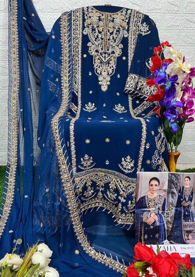 Blue color Pakistani Suits Dress GEORGETTE WITH HEAVY EMBROIDERED