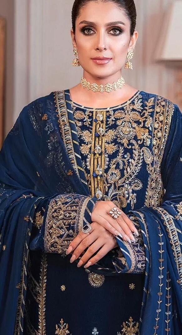 Blue color Pakistani Suits Dress GEORGETTE WITH HEAVY EMBROIDERED