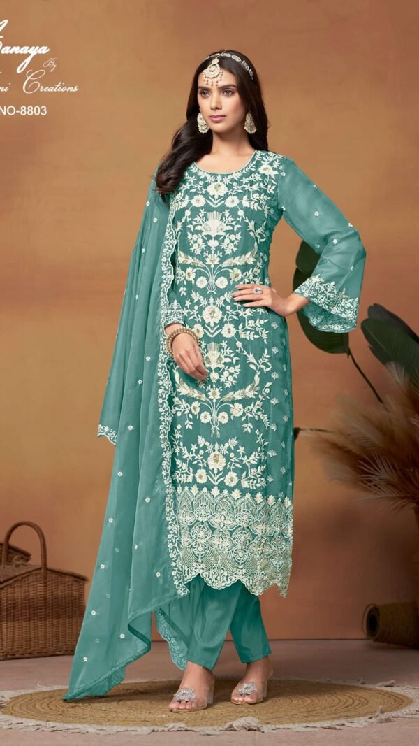 Green color Pakistani Suits Dress