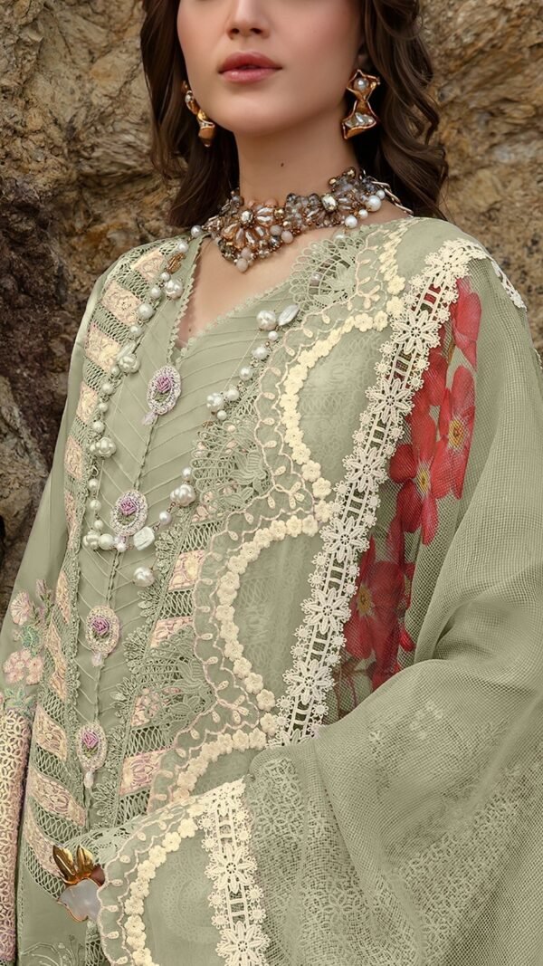 Grey Green color Pakistani Suits Dress