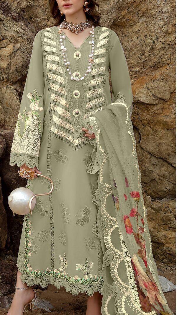 Grey Green color Pakistani Suits Dress