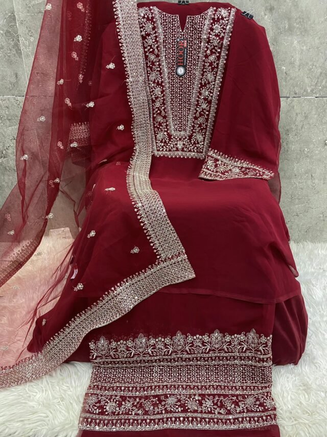Red color Pakistani Suits Dress