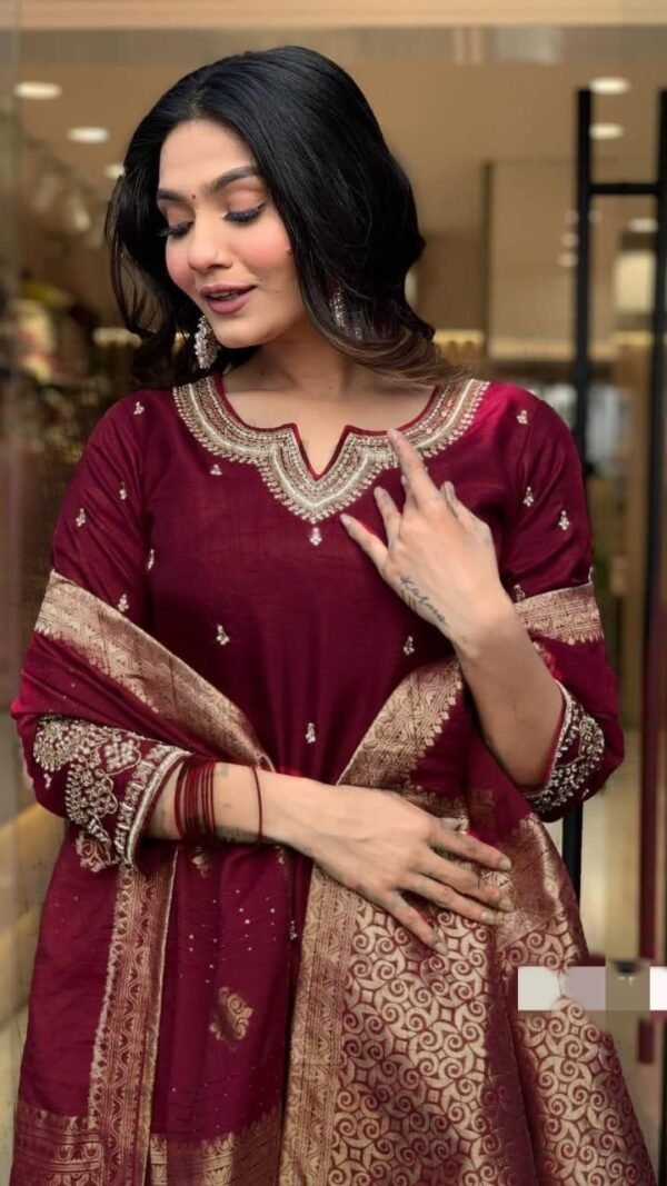 Majestic Maroon Kurta Set for Women