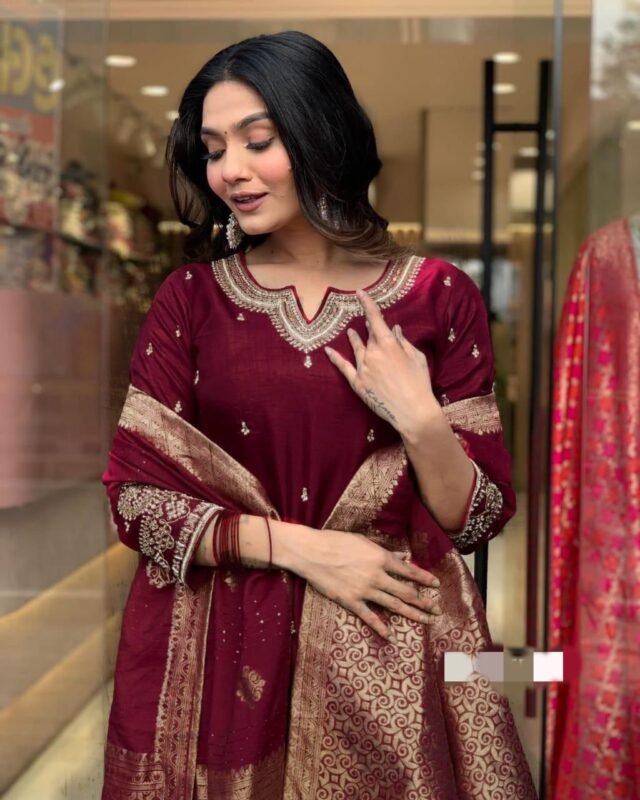 Majestic Maroon Kurta Set for Women