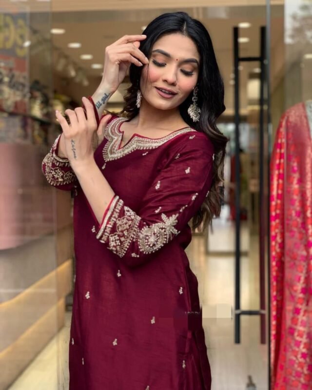 Majestic Maroon Kurta Set for Women