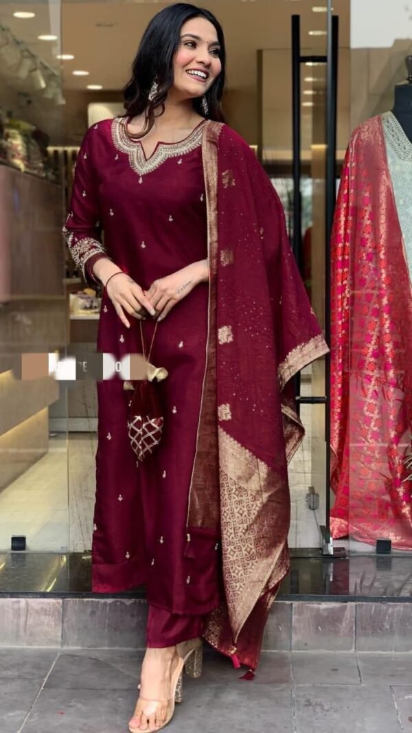 Majestic Maroon Kurta Set for Women