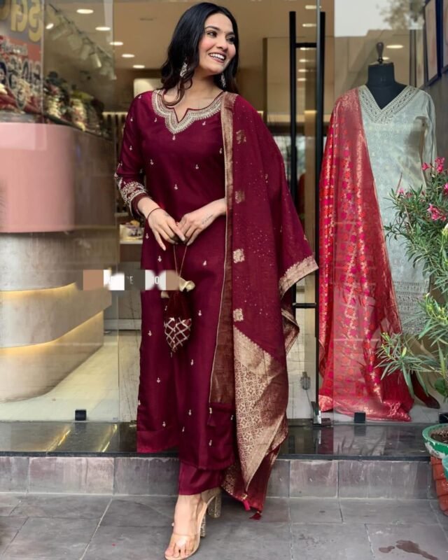 Majestic Maroon Kurta Set for Women