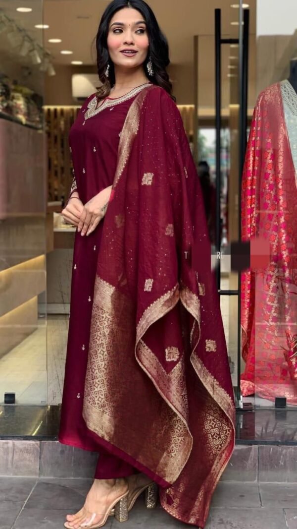 Majestic Maroon Kurta Set for Women