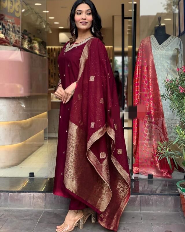 Majestic Maroon Kurta Set for Women