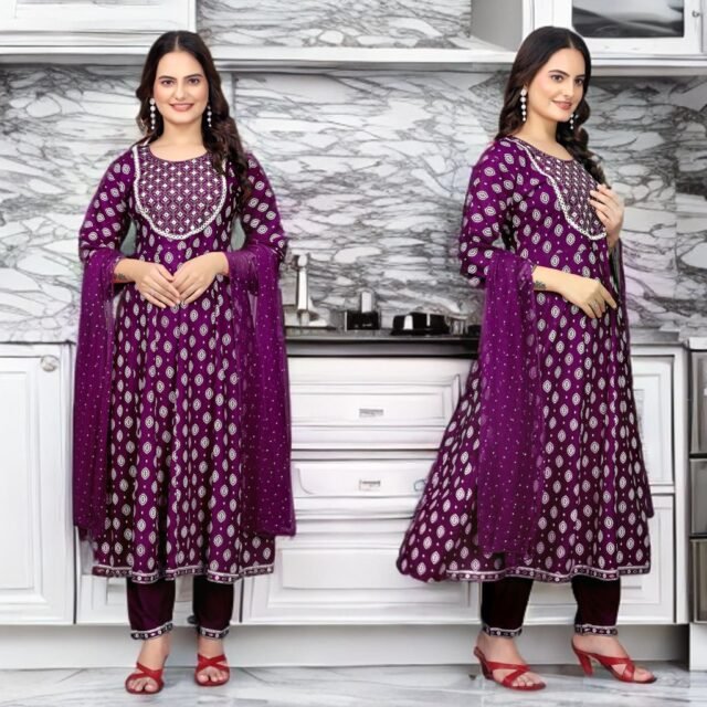 Saffron Silk Kurta Set for Women