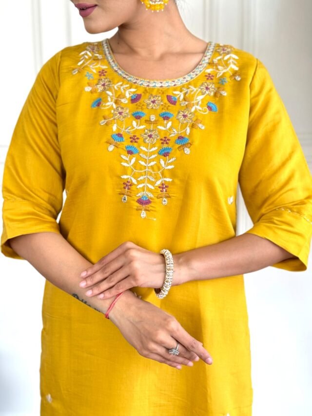 Mustard Charm Kurta Set For Women