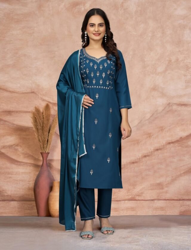 Indigo Color Radiant Partywear Kurta Sets For Women