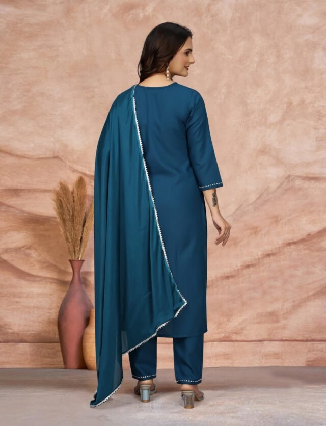 Indigo Color Radiant Partywear Kurta Sets For Women