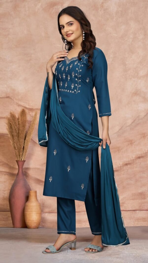 Indigo Color Radiant Partywear Kurta Sets For Women