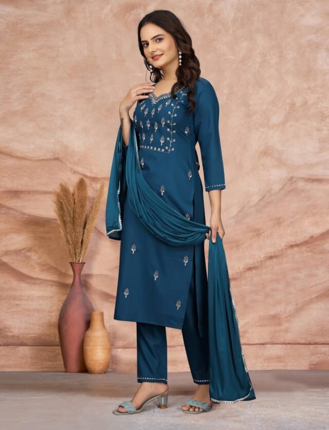 Indigo Color Radiant Partywear Kurta Sets For Women