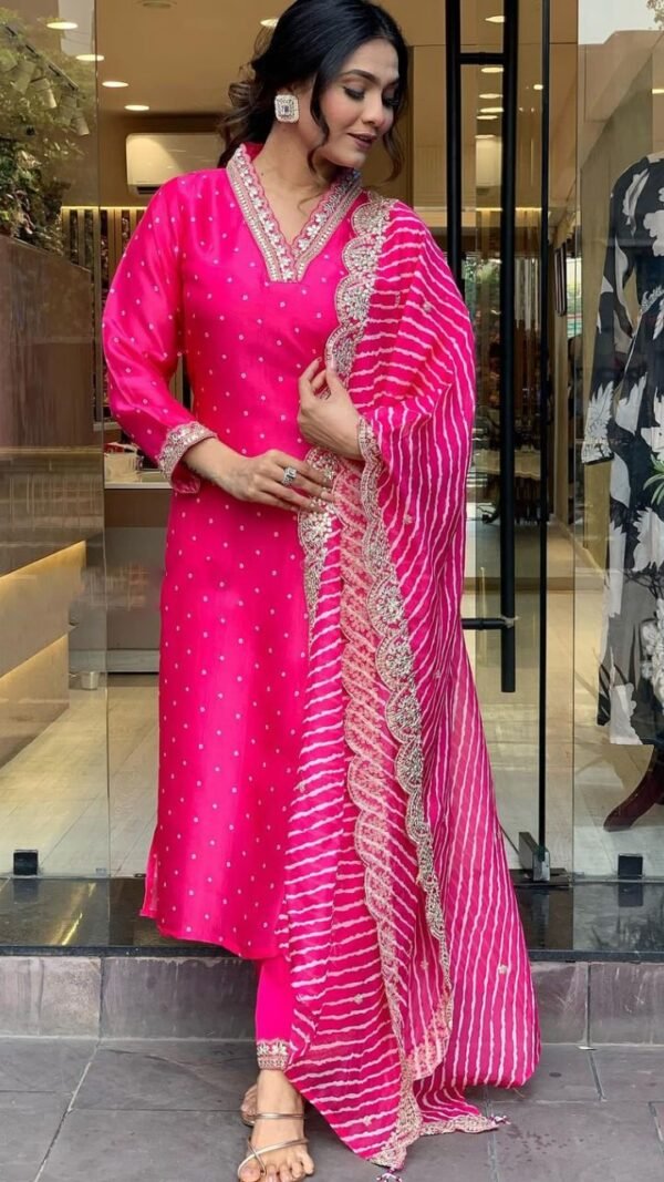 Pink Color Luxe Partywear Kurta Sets For Women
