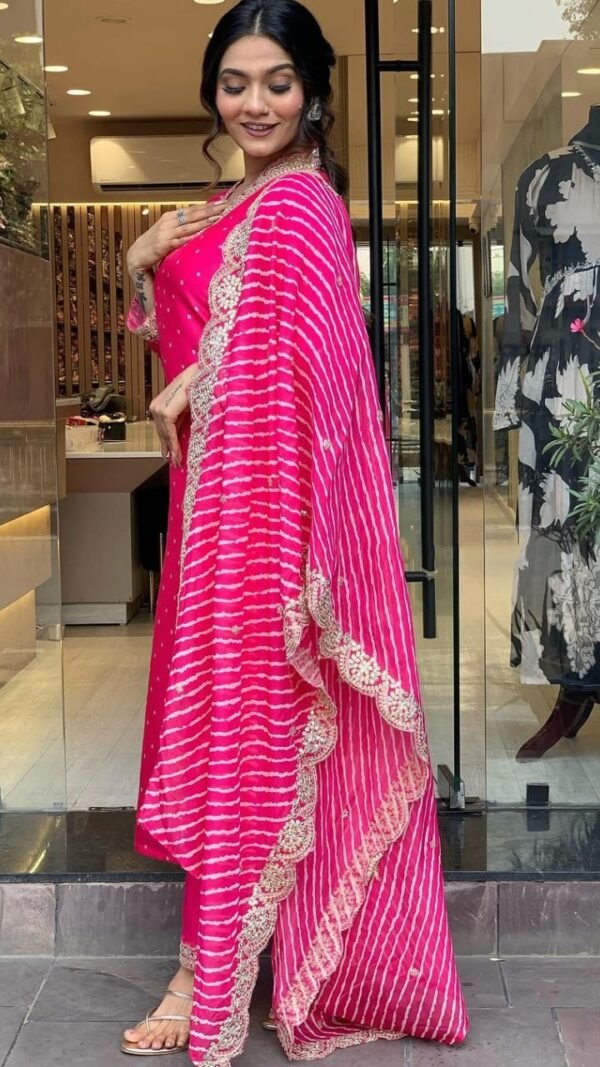 Pink Color Luxe Partywear Kurta Sets For Women