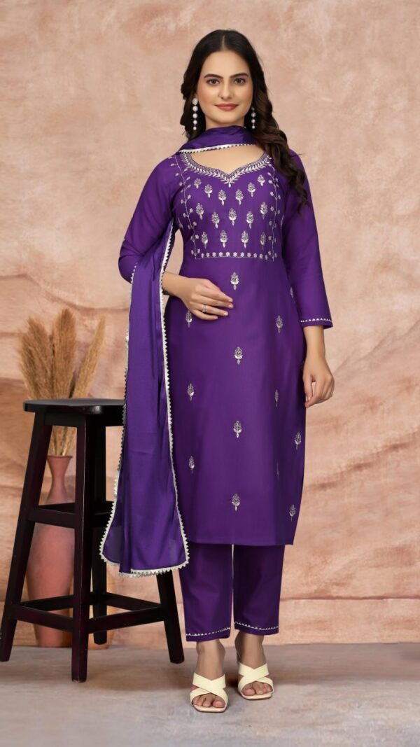 Purple Color Glam Partywear Kurta Sets For Women (1)