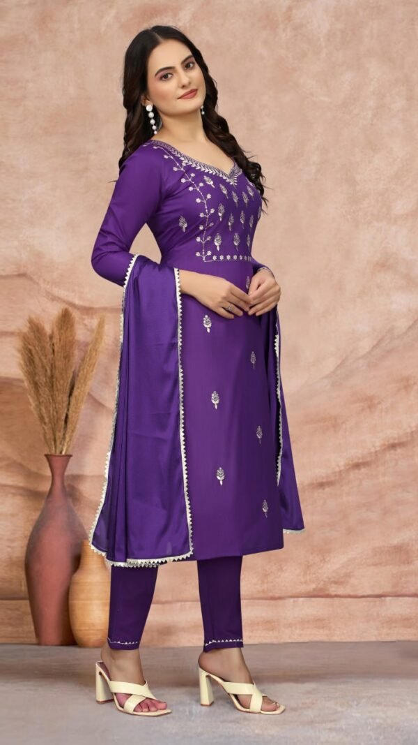 Purple Color Glam Partywear Kurta Sets For Women (1)