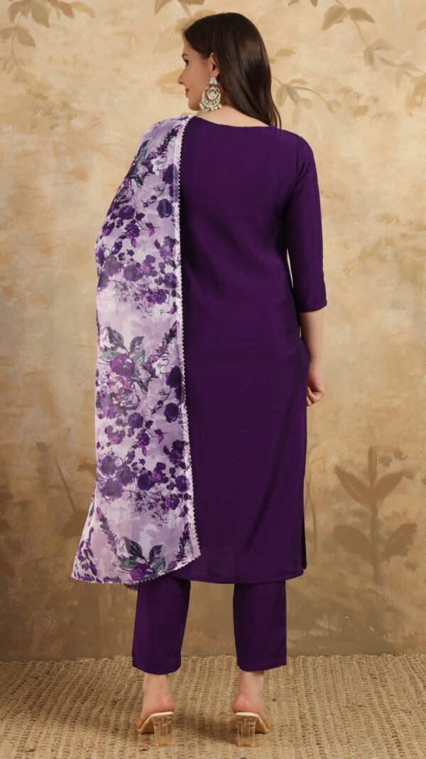 Purple Color Sparkling Partywear Kurta Sets For Women