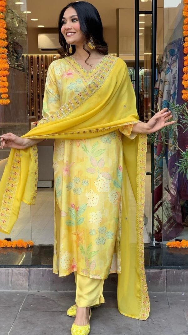 Yellow Color Chic Partywear Kurta Sets For Women