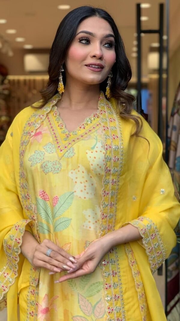 Yellow Color Chic Partywear Kurta Sets For Women