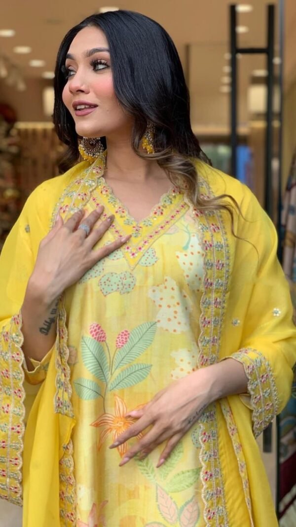 Yellow Color Chic Partywear Kurta Sets For Women