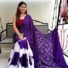 Purple Ajrakh Digital Print Premium Muslin Saree